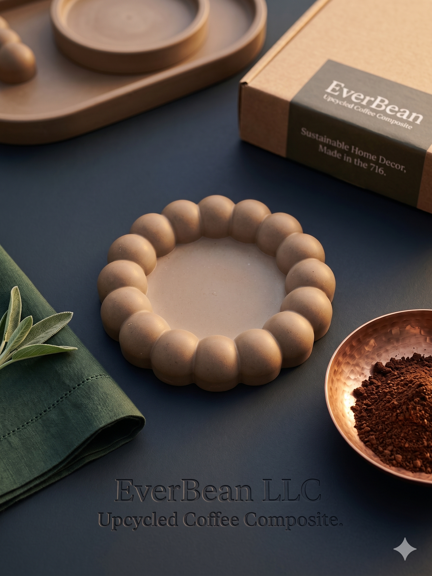 Handcrafted Upcycled Coffee Grounds Tray/Coaster
